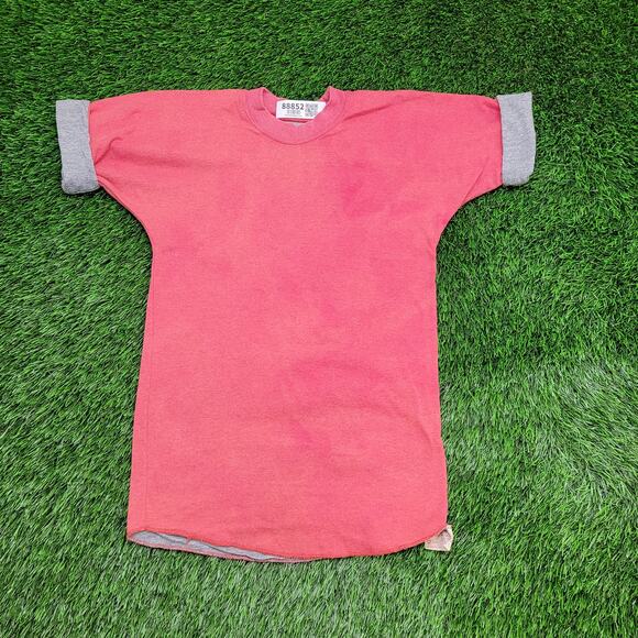 Vintage 80s Russell Athletic Reversible T-Shirt XS/S 16x27 Pinkish Red Gray USA - Picture 1 of 11